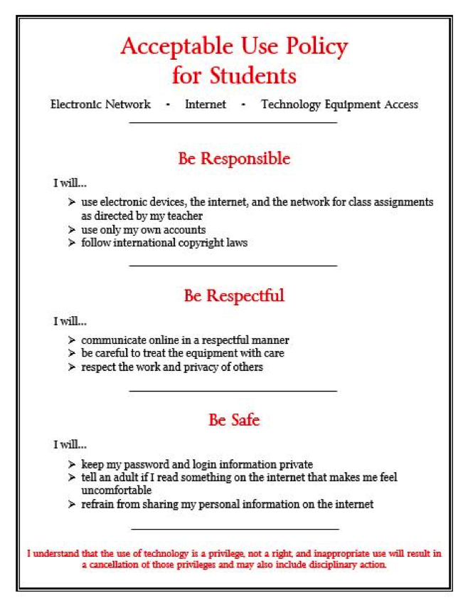 Acceptable Use Policy Digital citizenship